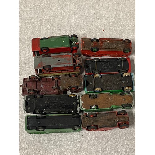 96 - Collection of 10 play-worn Dinky cars, buses and trucks.