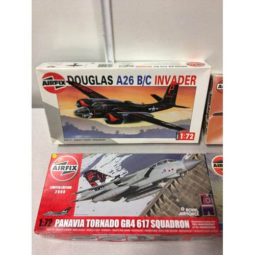 114 - 4 x boxed Airfix models - Douglas A26 B/C Invader, Mirage F.1C, Panavia Tornado GR4 617 Squadron and... 
