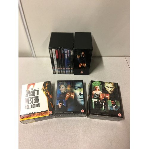 116 - 3 x SEALED 24 dvd box sets and The Spaghetti Western collection.