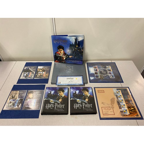 121 - Harry Potter collectors stamps to include Isle Of Man Ltd Edition boxed set 135/1000 etc.