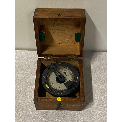 141 - WWII RAF Medium Landing compass in original wooden box.