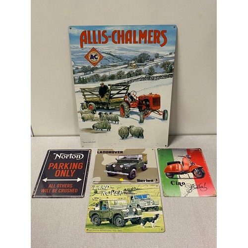 142 - 5 x metal signs to include Terry Mitchell Allis- Chalmers etc.
Largest 30cm x 40cm
