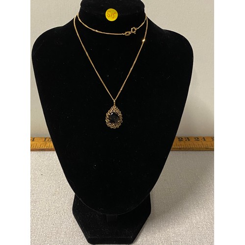 161 - 9ct gold and chain with 9ct gold and citrine pendant.