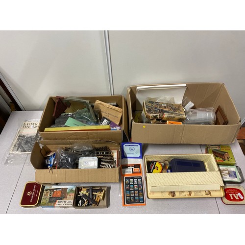 Qty. of model train items to include Airfix cattle wagon, signs and