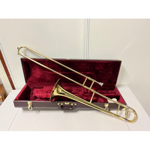 15 - Boosey & Hawkes brass trombone in fitted case.