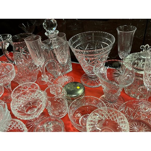 252 - Large collection of crystal ware. Glasses, decanters, ice bucket etc.  etc.