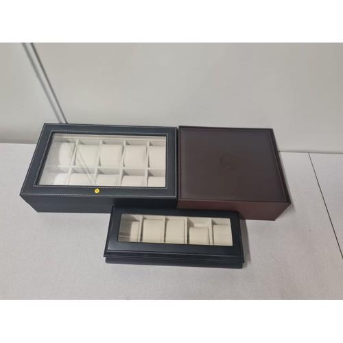 159 - 3 x watch display boxes.