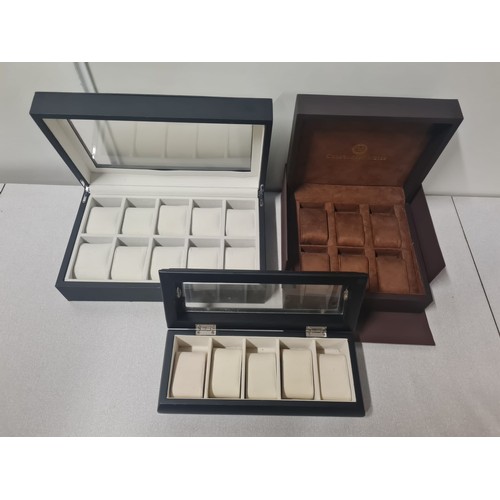 159 - 3 x watch display boxes.