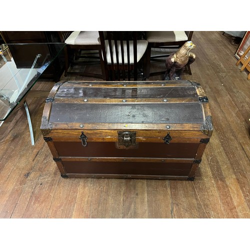 57 - Antique Victorian domed topped steamer trunk.
92cm l x 57cm h x 51cm d