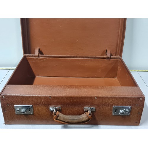 72 - Vintage gentleman's travel vanity suitcase with accessories to include brushes and aftershave bottle... 