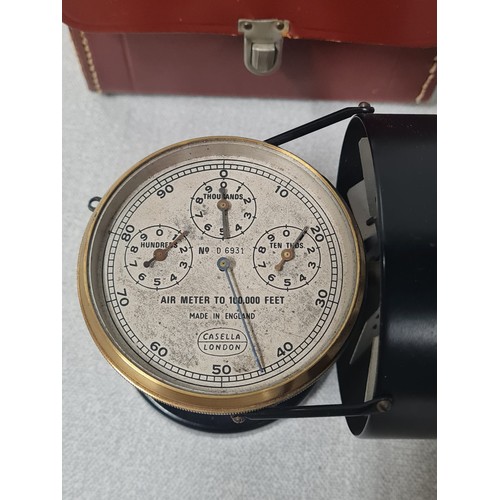 215 - Vintage Casella London Anemometer air meter (missing glass) comes with leather case.