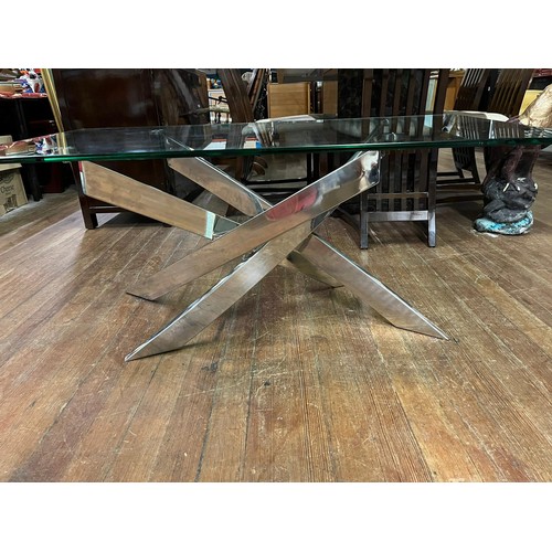 223 - Modern abstract glass topped coffee table.