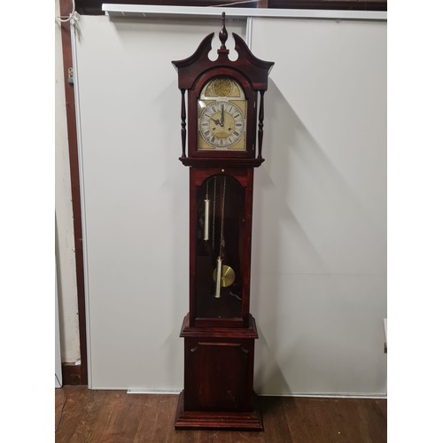 240 - Tempus Fugit grandfather clock with key and pendulum. Working
195cm h