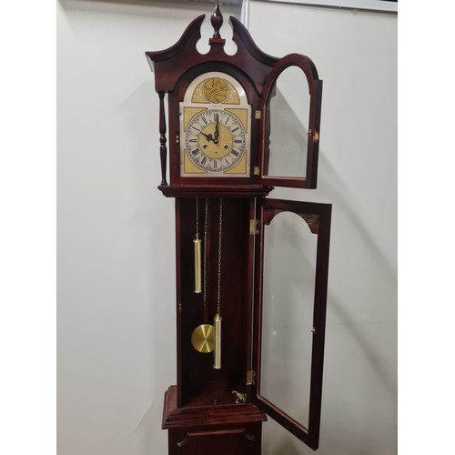 240 - Tempus Fugit grandfather clock with key and pendulum. Working
195cm h