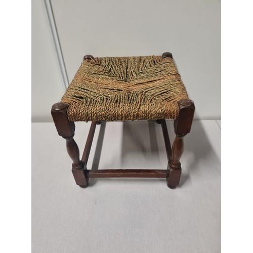 249 - Antique woven rattan wicker stool.