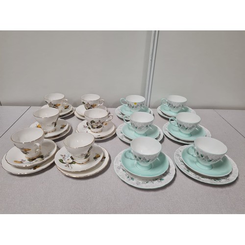 142 - 2 x vintage part tea sets - Tuscan and Staffordshire.