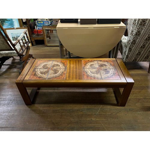 190 - Large Mid Century tile top coffee table.