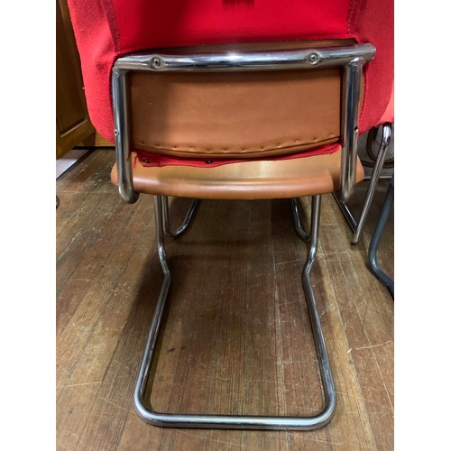 233 - Set of 4 1970 Remploy metal framed stacking chairs. Stamped to base.