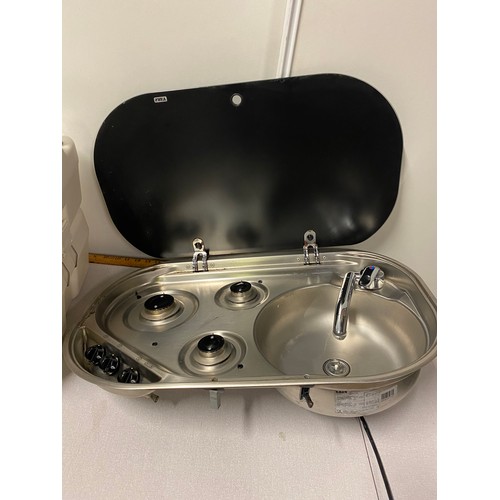 260 - Bi-pot camping loo and Smev campervan sink/hob.