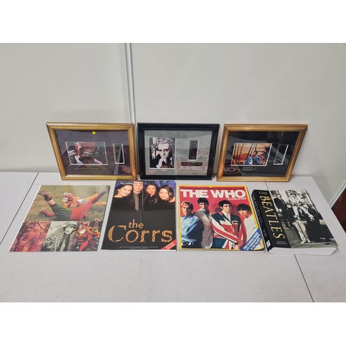 313 - Selection of Music books and framed film cells - Shaft, The Godfather III and Scarface.