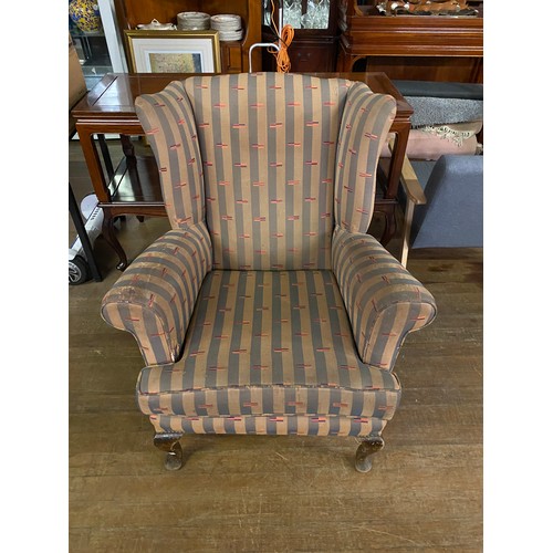 363 - Vintage upholstered wingback chair.