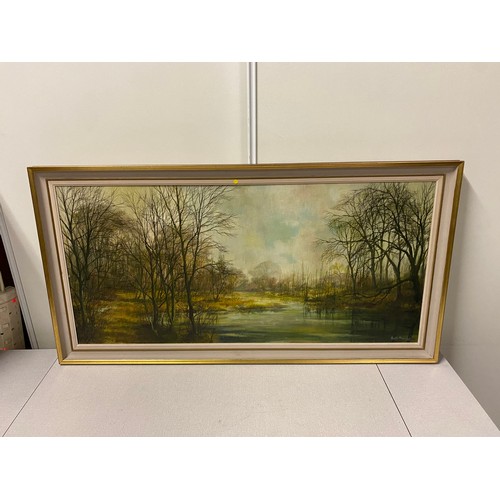 391 - Large mid-century framed oil painting. Signed Austin Price 69
105cm x 55cm