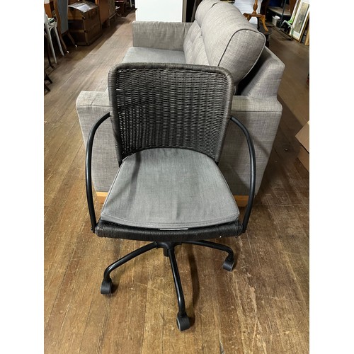 411 - Metal and rattan swivel chair.