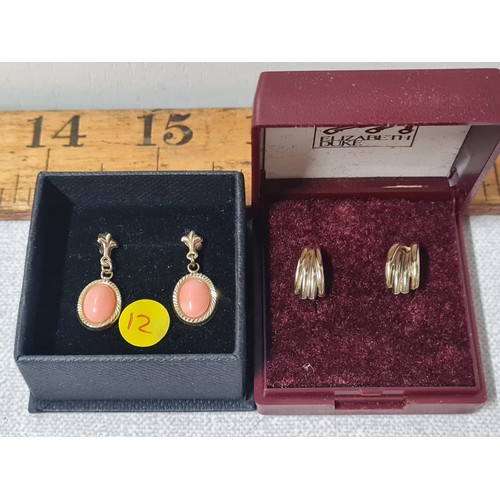 180 - 2 x pairs of 9ct gold earrings.