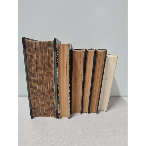 225 - 6 x vintage leather bound to include Cursus Scripturae Sacrae etc.