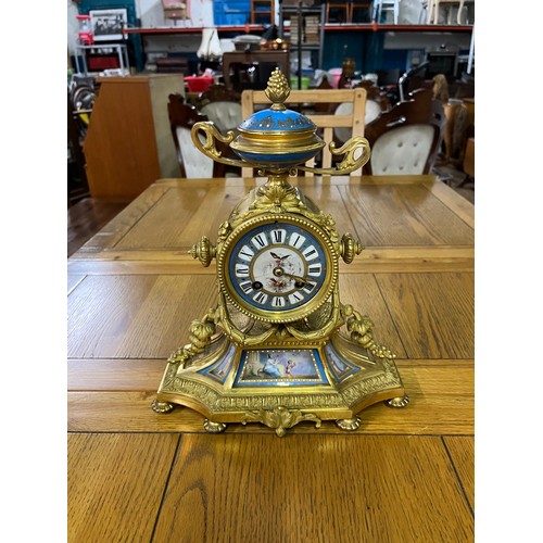 106 - Antique French Japy Freres Ormolu and Serves porcelain boudoir clock.
37cm x 30cm