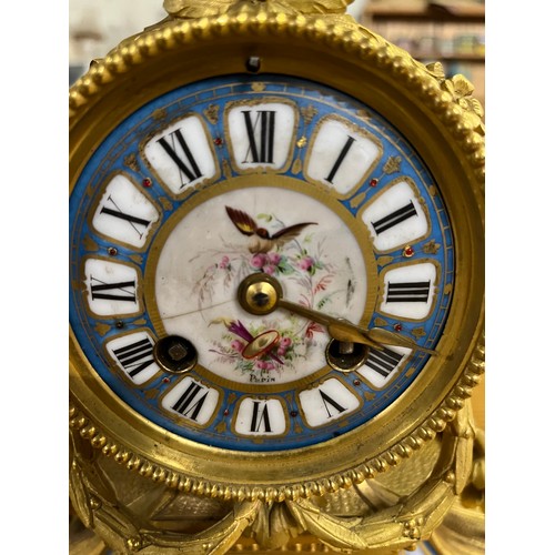 106 - Antique French Japy Freres Ormolu and Serves porcelain boudoir clock.
37cm x 30cm