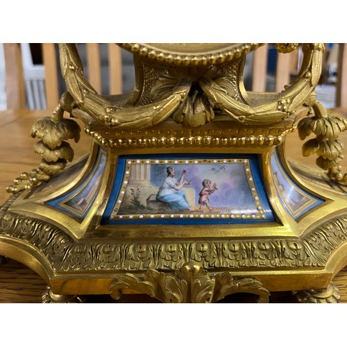 106 - Antique French Japy Freres Ormolu and Serves porcelain boudoir clock.
37cm x 30cm