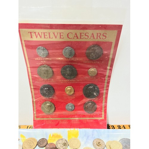 107 - Collection of vintage coins to include the Twelve Caesars coin collection etc. along with antique le... 