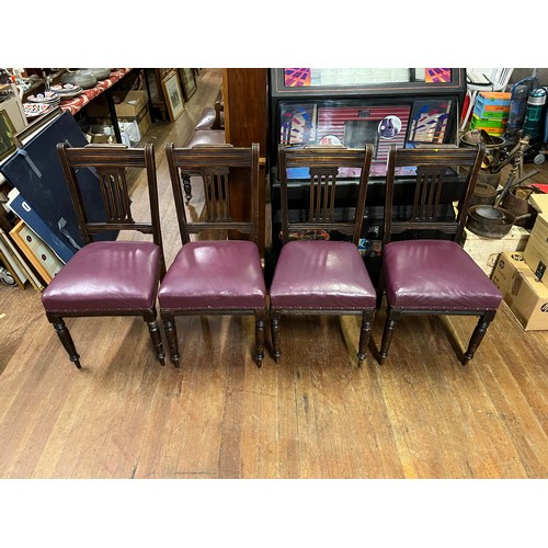 326 - Set of four Victorian arts and crafts dining chairs.