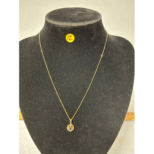 237 - 9ct gold chain with Amythyst pentant