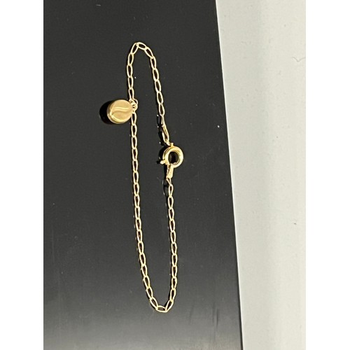 242 - 9ct gold hallmarked bracelet & coffee bean pendant