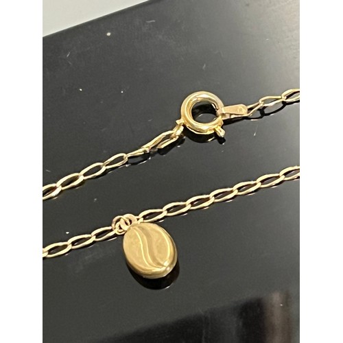 242 - 9ct gold hallmarked bracelet & coffee bean pendant