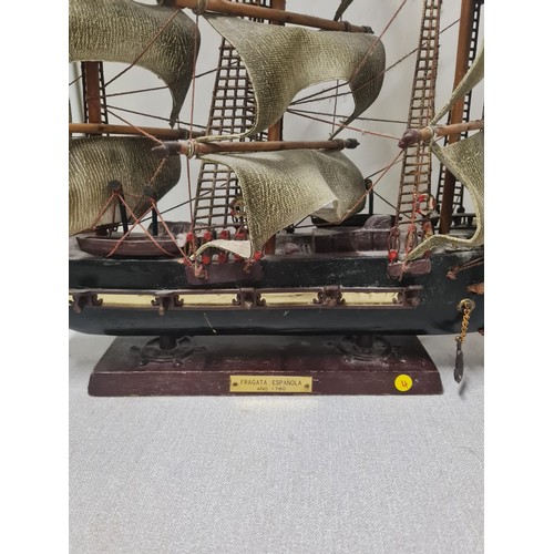 35 - 2 model ships - Fragata Espanola and H.M.S Victory.
Tallest 39cm