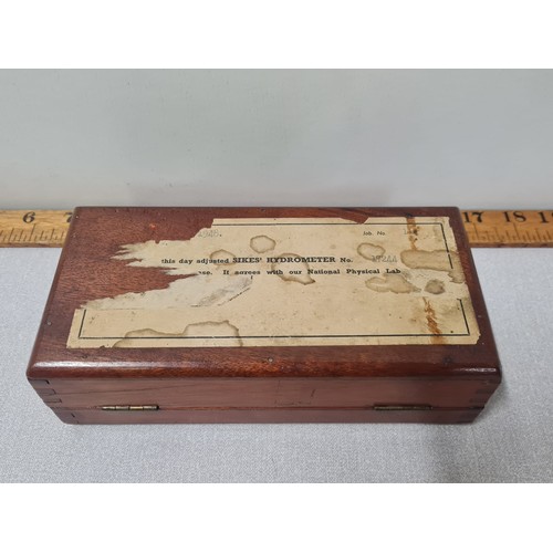 88 - Vintage Sikes' Hydrometer No. 17244 in original wooden box made in England.
20cm x 10cm