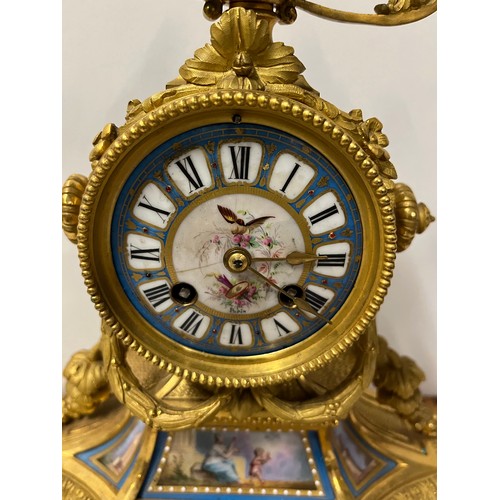 106 - Antique French Japy Freres Ormolu and Serves porcelain boudoir clock.
37cm x 30cm