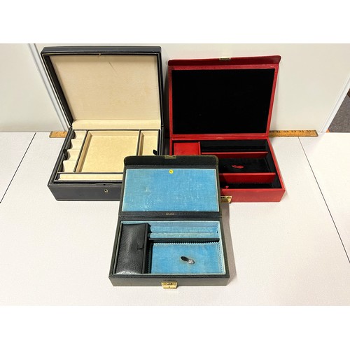 133 - 3 x real calf leather jewellery boxes.