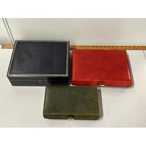 133 - 3 x real calf leather jewellery boxes.