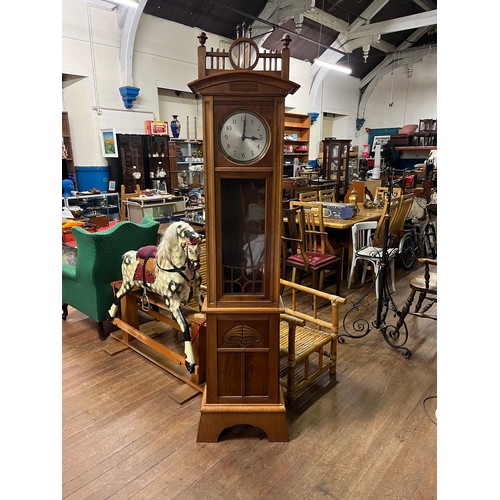 139 - Antique Art Nouveau German (Hamburg American Clock Co) grandfather clock. Needs attention - missing ... 