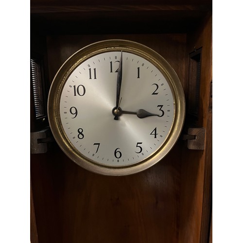 139 - Antique Art Nouveau German (Hamburg American Clock Co) grandfather clock. Needs attention - missing ... 