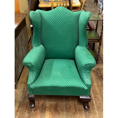 199 - Large late Victorian gull wing arm chair.