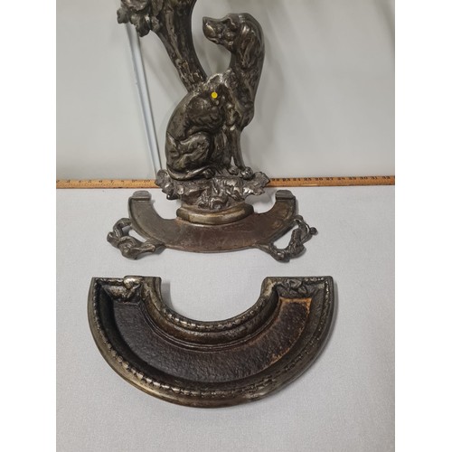 347 - ornate cast iron umbrella stick stand in the form of a dog under a tree. 70cm tall