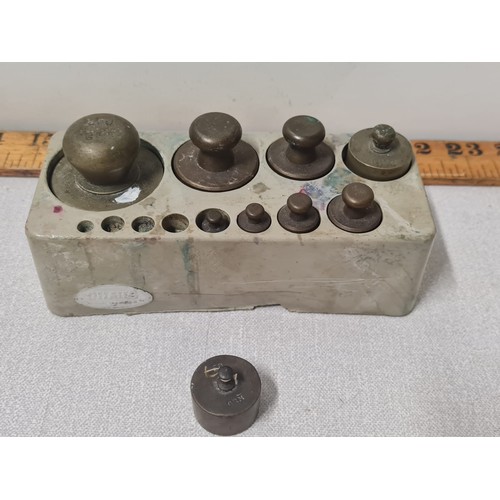 353 - set of vintage ohaus usa weights 
not complete