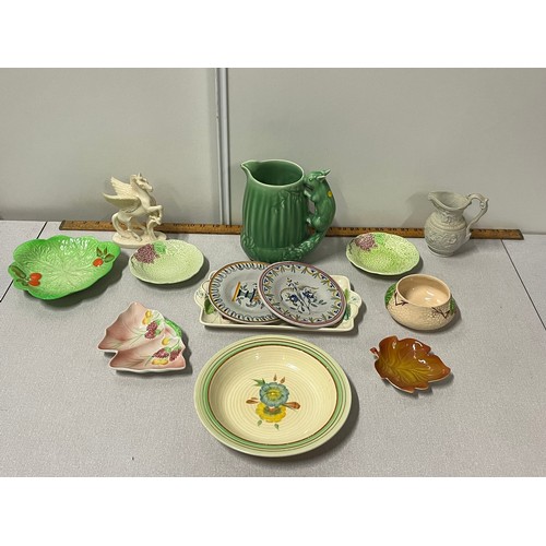 367 - selection of ceramics to include clarice cliff plate (hairlined) , wade , sylvac squirrel jug etc