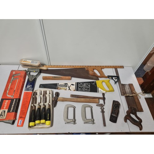 397 - Selection of tools to include saws and clamps etc.