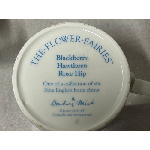 445 - 6 Danbury Mint, The Flower Faries mugs, to include (blackberry Hawthorn rose Hip)